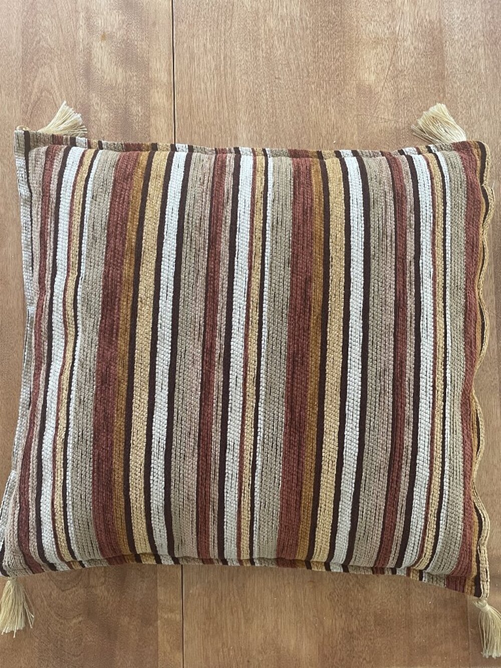 Handwoven Kilim Accent Pillow with Tassels, Hidden Zipper